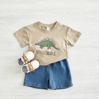 Baby Dinosaur Printed T-shirt Denim Shorts All-match Suit