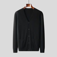 Wool Knit Cardigan Men's Casual V-neck Sweater Coat