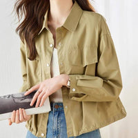 Retro Short Western Style Top Long Sleeve Tooling Casual Thin Coat