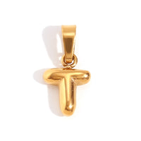 Minimalist Temperament Stainless Steel Plated 18K Gold Mini Bubble Letter Pendant