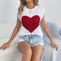 Women's Color-blocked Love Casual Loose Knit Sweater Top