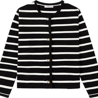 Women's Striped Cardigan Sweater Fashion Long Sleeve Button