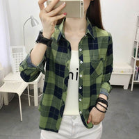 Casual Slimming Women's Long Sleeve Plaid Shirt