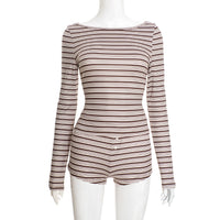 Womens FallWinter New Arrival Long-Sleeve Top And Cropped Shorts Set
