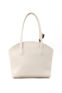 Faux Leather Zippered Shoulder Bag Single Compartment Handbag With Scarf Gift Womens Hand Shoulder Crossbody Bag White