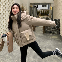Down Cotton-padded Women's Thickened Short Chic Hooded Jacket