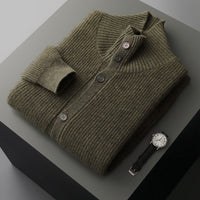 Men's Cashmere Cardigan Stand Collar Simple Urban Outerwear