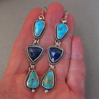 Retro Geometric Triangle Gemstone Earrings