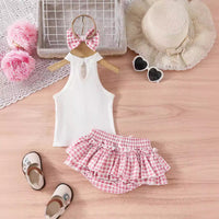 Baby Girl Two-piece Vest Top Puffy Little Short Dress Suit