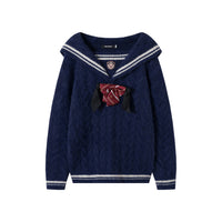 British Retro College Style Bow Sailor Collar Sweater