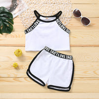 Girls' Summer Thin Sports Sling Suit Pure Cotton Comfortable Casual Shorts Two-piece Suit