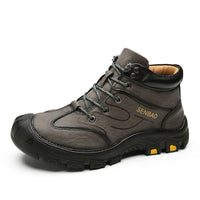 Large Size Men's Leather Boots Plus Velvet Warm Snow Boots