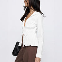 Spring And Fall Long-sleeve Button-up Shirt Top