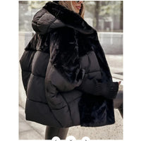 Womens Loose-Fit Patchwork Cotton Padded Jacket