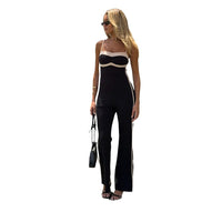 Fashionable Contrasting-Color Slim-Fit Jumpsuit With Straps