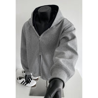 Casual Cropped Patchwork Cardigan Hoodie