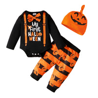 Halloween Letter Print Top Pumpkin Printed Trousers