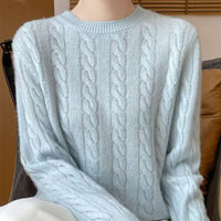 Loose And Sweet Cable-knit Crewneck Sweater