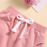 Love Letter Print Pullover Sweatshirt Front Lace-up Decorative Rope Sweatpants