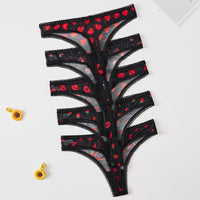 Womens Thong Seamless Breathable Mesh Printed Sexy Underwear