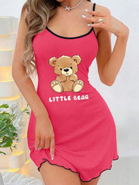 Women's Printed Nightdress With Suspenders