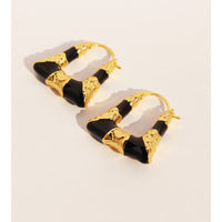 European And American Niche Retro Black Enamel Trapezoid Ear Clips