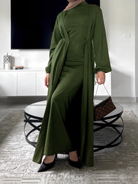 Middle Eastern Turkish Elegant Dress And Cardigan Set