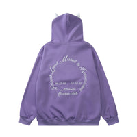 Letter Patch Leisure Velvet Padded Hooded Sweatshirt