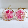Natural Real Flower Swallowtail Lace Resin Drop Earrings
