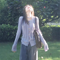 Purple Slim-fit Slimming Sweater Long-sleeved T-shirt