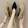 Fashion Retro Women's Pointed Toe Knitted Chunky Heels