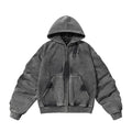 Winter American Retro Washed Distressed Hooded Fleece Lined Sweater