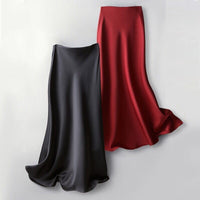 Printed Elastic Waist Slimming Large Hem Skirt