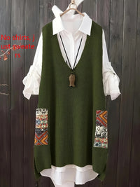 Women's Knitted Vest Loose V-neck