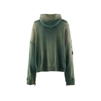 St Michael American High-Street-Style Distressed Washed Ripped Zip-Up Hoodie
