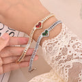 Golden Heart-Shaped Bracelet With Diamonds Light Luxury Handmade Love-Heart Design