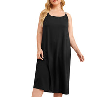 Women's Fashion Suspenders Long Sunken Stripe Rib Plus-sized Home Nightdress