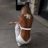 Women's Lace Hollow Backless Jumpsuit