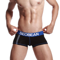 Dark Blue Cotton Men's Underwear Reflective Stripe