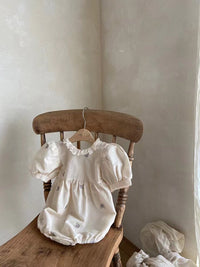 Infant Thin Embroidery Flower Lace Leader Jumpsuit