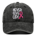 Breast Ribbon Embroidered Peaked Cap Baseball