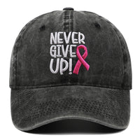 Breast Ribbon Embroidered Peaked Cap Baseball
