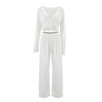 Summer Breathable Comfortable And Wearable Soft Long-sleeve Pajama Set With Long Pants