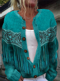 3D Digital Printing Cardigan Knitted Coat Women
