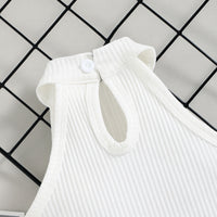 Sunken Stripe Halterneck Vest Houndstooth Printed Shorts Belt Three-piece Set