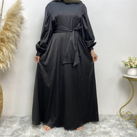 Thick Satin Lace Up Sleeves Elegant Dress