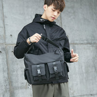 Mens Trendy Japanese-style Utility Canvas Crossbody Bag