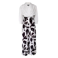Socialite Womens Three-quarter-sleeve Fashionable Casual Wide-leg Pants Set