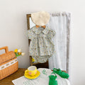 Infants And Girls Orchid Flower Doll Collar Short Sleeve Shirt Set