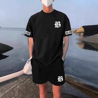 Mens Casual Sport Short-sleeve Set
